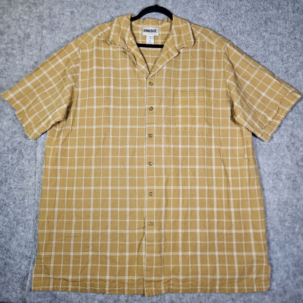 KingSize Mens Ramie Button Up‎ Shirt Casual Summer Travel Comfort Size 2XL